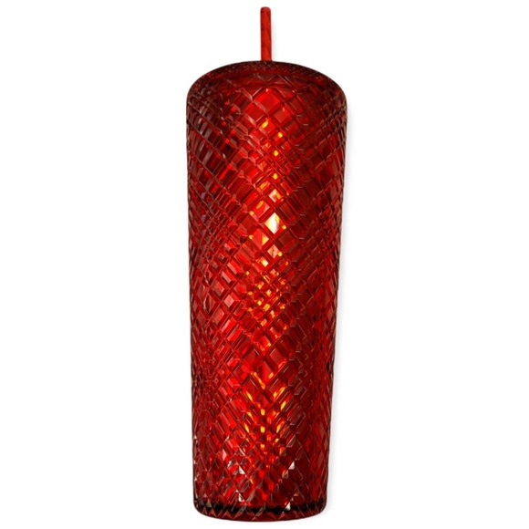 Starbucks 2021 Winter Holiday Red Jeweled Tumbler Cold Cup 24oz Christmas - Picture 3 of 4
